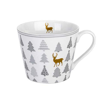 Krasilnikoff - Happy Cup - Becher, Tasse mit Henkel - Christmas Trees - Porzellan - H9 x Ø10 cm - Volumen: 400 ml- HC386 im Sale